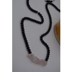 STONEAGE JEWELLERY Pembe Kuvars ve Oniks Taşlı Metalsiz Kolye
