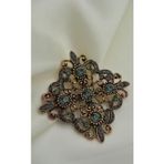 Stoneage Madeni Bronz Antrasit Broş