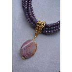 Stoneage Mor Kristal ve Akik Taşlı Özel Tasarım Kolye