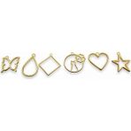 Stonechem 6 Adet Karışık Form Gold Zamak Kolye Ucu Seti 3.5 cm – Epoksi Reçine ve Takı Tasarımı İçin Geometrik Metal Çerçeve Seti (Paslanmaya Dayanıklı Takı Aparatları)