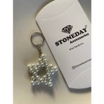 Stoneday İncili Yıldız Model Gümüş Detaylı El Yapımı Tasarım Anahtarlık