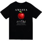 stonedfame Amasya -05 - Elma - Şehir Baskılı Unisex %100 Pamuk Siyah T-Shirt - 2XL
