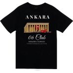 stonedfame Ankara - 06 - Anıtkabir - Atatürk - Türk Bayrağı - Şehir Baskılı Unisex %100 Pamuk Siyah T-Shirt - 4XL