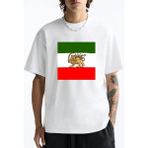 stonedfame Iran - Tarih - Devrim - Direniş - Şehzade Bayrağı - Pers Baskılı Unisex %100 Pamuk T-Shirt - 3XL - Beyaz