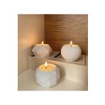stonnish Tealight Beton Mumluk 3 Lü Set, Dekoratif Hediyelik Ham Beyaz 5 X 7 Cm
