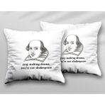 Stop Making Drama Shakespeare Iki Adet Iki Tarafı Baskılı Yıkanabilir Yastık Kırlent Kılıfı - Krem - 43x43