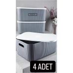 Storage 4 Adet 13 Lt Gri - Dolap İçi Düzenleyici Kıyafet Organizer - Hobi Oyuncak Kutusu
