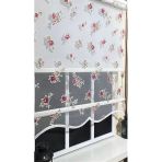 Storburada ST 045 Ekru 70x200 cm Çift Mekanizmalı Çiçekli Tül Stor ve Ekru Stor Perde