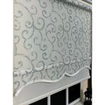Storburada STB-107 Gri Yeşil Baskı Çift Mekanizmalı Desenli Tül 140x200 cm Stor Perde