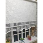 Storburada STB1093 Çift Mekanizmalı Beyaz Çiçekli Tül Ekru 100x200 cm Stor Perde
