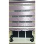 Storburada STB901 Zebra Halka Desen Gümüş Simli Etek Dilimli Pembe Lila 140x260 cm Stor Perde