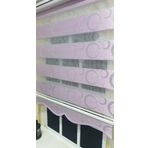Storburada STB901 Zebra Halka Desen Gümüş Simli Etek Dilimli Pembe Lila 180x200 cm Stor Perde