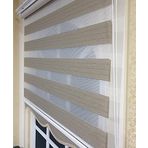 Storburada STB910 Zebra Organze Koyu Gümüş Simli Etek Dilimli Bej 150x200 cm Stor Perde