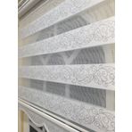 Storburada STB9300-V-01 Zebra Sarmaşık Desen Gümüş Simli Etek Dilimli Beyaz 110x260 cm Stor Perde