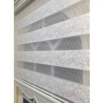 Storburada STB9300-V-01 Zebra Sarmaşık Desen Gümüş Simli Etek Dilimli Beyaz 140x260 cm Stor Perde