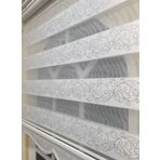 Storburada STB9300-V-01 Zebra Sarmaşık Desen Gümüş Simli Etek Dilimli Beyaz 150x200 cm Stor Perde