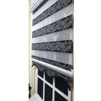 Storburada STB9300-V-03 Zebra Sarmaşık Desen Gümüş Simli Etek Dilimli Siyah 150x200 cm Stor Perde