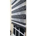 Storburada STB9300-V-03 Zebra Sarmaşık Desen Gümüş Simli Etek Dilimli Siyah 200x200 cm Stor Perde