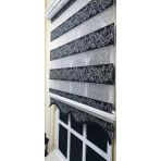 Storburada STB9300-V-03 Zebra Sarmaşık Desen Gümüş Simli Etek Dilimli Siyah 80x200 cm Stor Perde