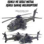 Store 23 cm Sesli Işıklı Metal Helikopter Oyuncak – Çek Bırak Ses ve Işık Dayanıklı Model - Çok Renkli
