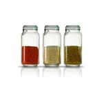 Store 3'lü Korken Kare Kavanoz 2000 ml Vakumlu Kilitli Cam Saklama Kavanozu