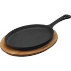 Store Fajita Tavası ve Ahşap Altlığı, 17X23 Cm, Saplı, Oval