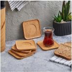 Store Fullf 6ADET Bambu Çay Tabağı, Çay Bardağı Altlığı, Estetik Sunum Sunumluk, Malzeme, Çevre Dostu ve Şık Tasarım (Kare) - Ahşap