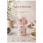 Store HGY Home Kaşıklı Yoğurt ve Müsli Kabı - Taşınabilir 2 Katlı Atıştırmalık Kabı - Pembe (800ML)