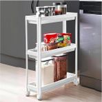 Store Katlı Tekerlekli Raf Ünitesi - Dikdörtgen, Banyo, Mutfak ve Ofis Için Düzenleyici Organizer (Beyaz)