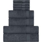 Store Mürdüm Madame D'or Paris, Lüks 2 Banyo Havlusu, 2 El Havlusu ve 4 Mutfak Havlusu, Ring Pamuklu Banyo Için Yüksek Emici Havlu, Duş Havlusu 8 Parça Havlu Seti (Gri)