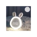 Store şarjlı çalar saat gece lambası ses komutlu ışıklı alarmlı tavşan saat