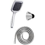 Store Siyah Kare Krom Duş Seti Spiral Hortum + Duş Başlığı + Mafsal (Askılı) Şık Tasarımlı Elegant Duş Banyo Seti
