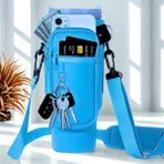 Store Stanley Quencher Pipetli 1.18 Lt Termos Kılıfı Omuz Askılı Termos Çanta Fermuarlı Cepli Kılıf Çanta - Mavi