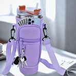 Store Stanley Quencher Pipetli 1.18 Lt Termos Kılıfı Omuz Askılı Termos Çanta Fermuarlı Cepli Kılıf Çanta - Mor