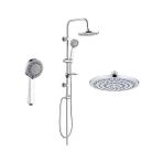 Store Tema Rain Tondo Banyo Tepe Duş Seti Krom Kaplı Rain Sürgü Paslanmaz Boru 3+1 Duş Fonksiyonu Rain Ayırıcı 150CM - 190CM Ince Çift Kenetli Örgülü Duş Spirali 75CM Bağlantı Spirali