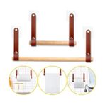 Store Yapışkanlı Ahşap & Deri Tuvalet Kağıtlığı | Banyo Kağıt Havluluk, Havlu Peçetelik | Wc Kağıtlık, Dolap Altı Kağıt Havlu Askısı (Kahve, 2' Li Set