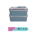 Storemax 1200ML Lunchbox 2 Katlı 4 Bölmeli Mini Kaseli Çelik Sefer Tası Yemek Kutusu (Lacivert-Pembe) - 0 - 249 ml