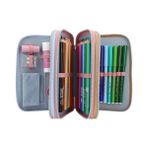 Storemax 13009 – Doldurulmuş 3 Bölmeli Kalem Kutusu, Pembe Renkte, Model Motifli ve Kolye Uçlu, Renkli Kalemler, Cetvel, Makas Vb. Içeren Kalem Kutusu - 00001-Siyah