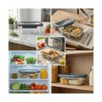 Storemax 1500 ml Büyük Boy Iki Bölmeli Cam Saklama Kabı, Sızdırmaz Kilitli Kapaklı Yemek Beslenme Kutusu, Fırına Girebilen Borosilikat Cam Lunch Box Sefer Tası - 0 Siyah - Option-1