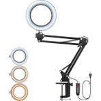 Storemax 20 cm Halka Işık – Masa Üstü Montajlı, Esnek Metal Kol,3 Mod Renk, Parlaklık Ayarlı, Telefon Tutuculu, Youtube, Ürün Çekimi, Makyaj ve Üstten Fotoğrafçılık Içinl - Ahşap
