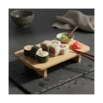 Storemax 20X33CM Ayaklı Bambu Kesme ve Sunum Tahtası – Yükseltilmiş Doğal Ahşap Servis Tabağı | Kahvaltı, Sushi, Peynir Sunumluk, Charcuterie Board | Çevre Dostu Mutfak ve Sofra Aksesuarı - Altın