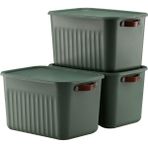 Storemax 3 Adet Modern Kapaklı Saklama Kutusu Seti -15 Litre – Yeşil- Taşınabilir Kulplu, Dolap Içi Düzenleyici, Çok Amaçlı Organizer Kutu, Oyuncak & Kıyafet Kutusu - -50 C