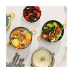Storemax 3 Gözlü Çelik Termal Çanta Okul, Piknik ve Seyahat Için Taşınabilir Bento Kutusu - Kestane Akaju - Option-1