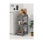 Storemax 3 Katlı Tekerlekli Raf Ünitesi - Banyo & Mutfak Organizer - Çok Amaçlı Servis Sehpası - Dar Alanlar Için Pratik Saklama Çözümü (Gri) - 1/100 Toz Ceviz