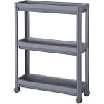 Storemax 3 Katlı Tekerlekli Slim Raf Ünitesi | 3 Katlı Tekerlekli Ince Raf Ünitesi | Mutfak, Banyo, Kiler ve Garaj Için Yer Tasarruflu Düzenleyici | Dar Alan Rafı (54X71X18CM) (Gri) - 000-Siyah - 1 Adet