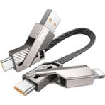Storemax 4'ü 1 Arada USB C Kablosu [45W Hızlı Şarj ve Veri Senkronizasyonu] Düz Örgülü USB C - USB C Şarj Kablosu L/tip C/usb A Çoklu Bağlantı Noktaları iPad Için - 1ft (Shezı - 0 - Siyah