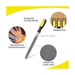 Storemax 5 Parça Çelik Premium Eğe Seti – 8'' 33 cm Büyük Boy Çelik Eğe Takımı | Balık Sırtı, Üçgen, Kare, Yuvarlak ve Düz Geniş | Ergonomik Saplı Dayanıklı Metal Ahşap Zımpara Çantalı Eğe Seti
