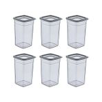 Storemax 6'lı Set Skali Kare Saklama Kabı 1440 ml - Antrasit, Çok Amaçlı Saklama Kabı - 1/100 Toz Ceviz