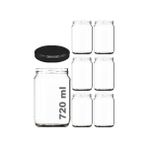 Storemax 720 ml Şeffaf Kavanoz 720 cc Konserve Metal Siyah Kapaklı Cam Kavanoz 6 Adet