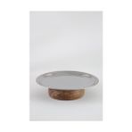 Storemax & Ahşap Tabanlı Metal 18 cm Yuvarlak Servis/sunum Tabak Dekoratif Stand - 001-Renkli